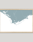 Forgotten Coast Coastal Map — Fine Art Print Horizontal, soft-blue, Oak, 10x8