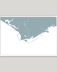 Forgotten Coast Coastal Map — Fine Art Print Horizontal, soft-blue, White Frame, 10x8