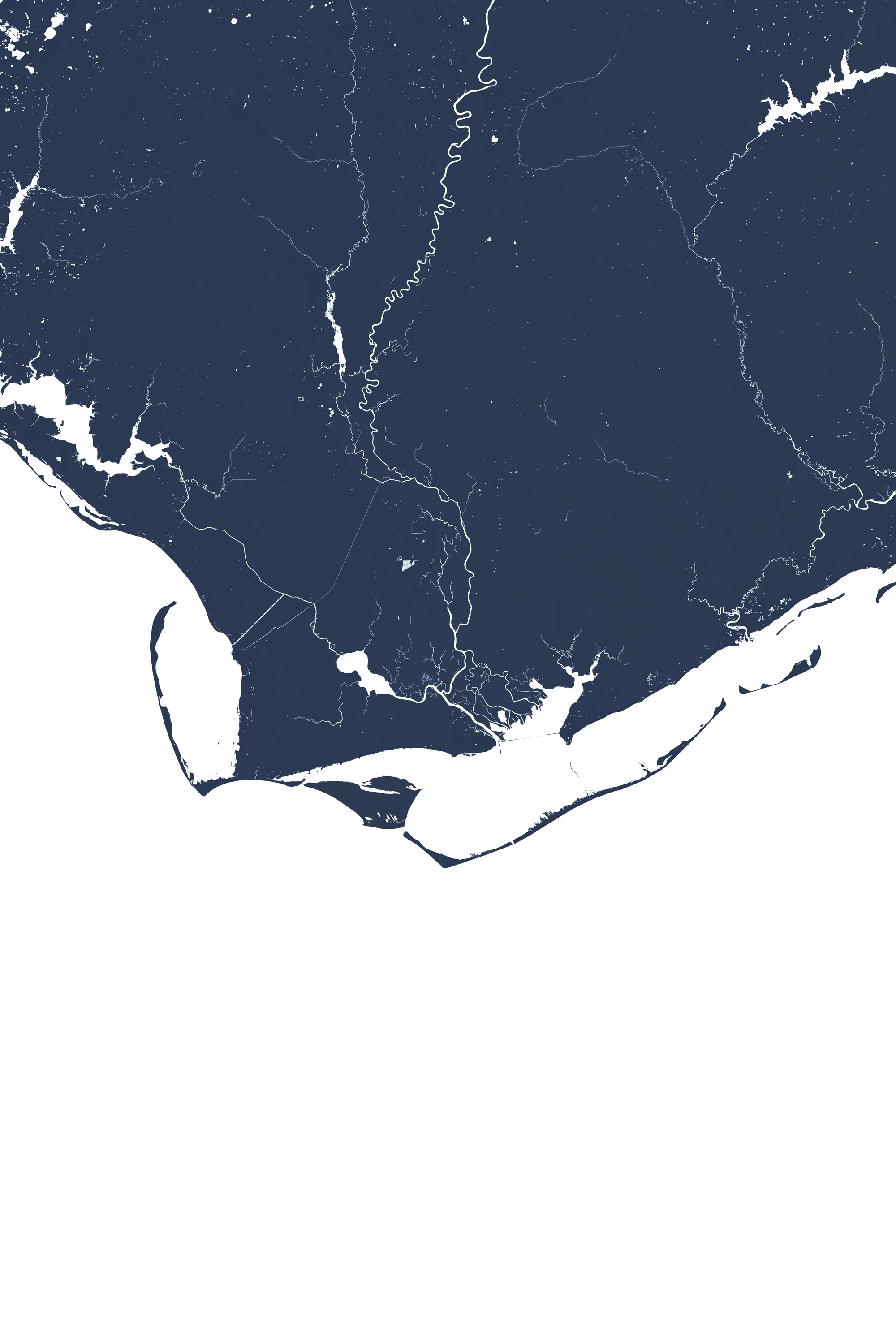 Forgotten Coast Coastal Map — Fine Art Print Vertical, navy, No Frame, 8x10