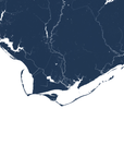 Forgotten Coast Coastal Map — Fine Art Print Vertical, navy, No Frame, 8x10