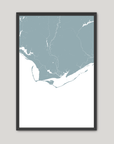 Forgotten Coast Coastal Map — Fine Art Print Vertical, soft-blue, Black Frame, 8x10