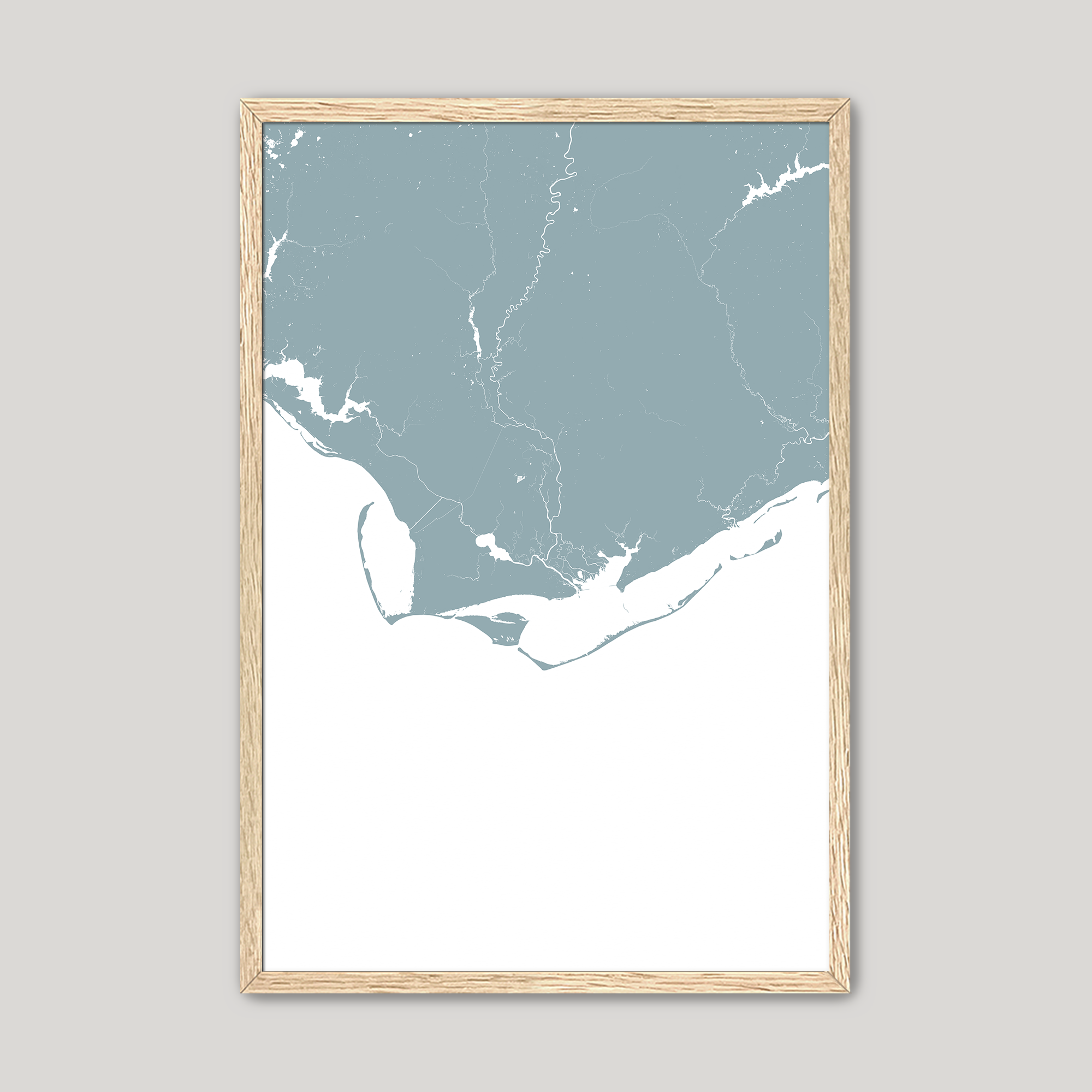 Forgotten Coast Coastal Map — Fine Art Print Vertical, soft-blue, Oak, 8x10