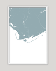 Forgotten Coast Coastal Map — Fine Art Print Vertical, soft-blue, White Frame, 8x10