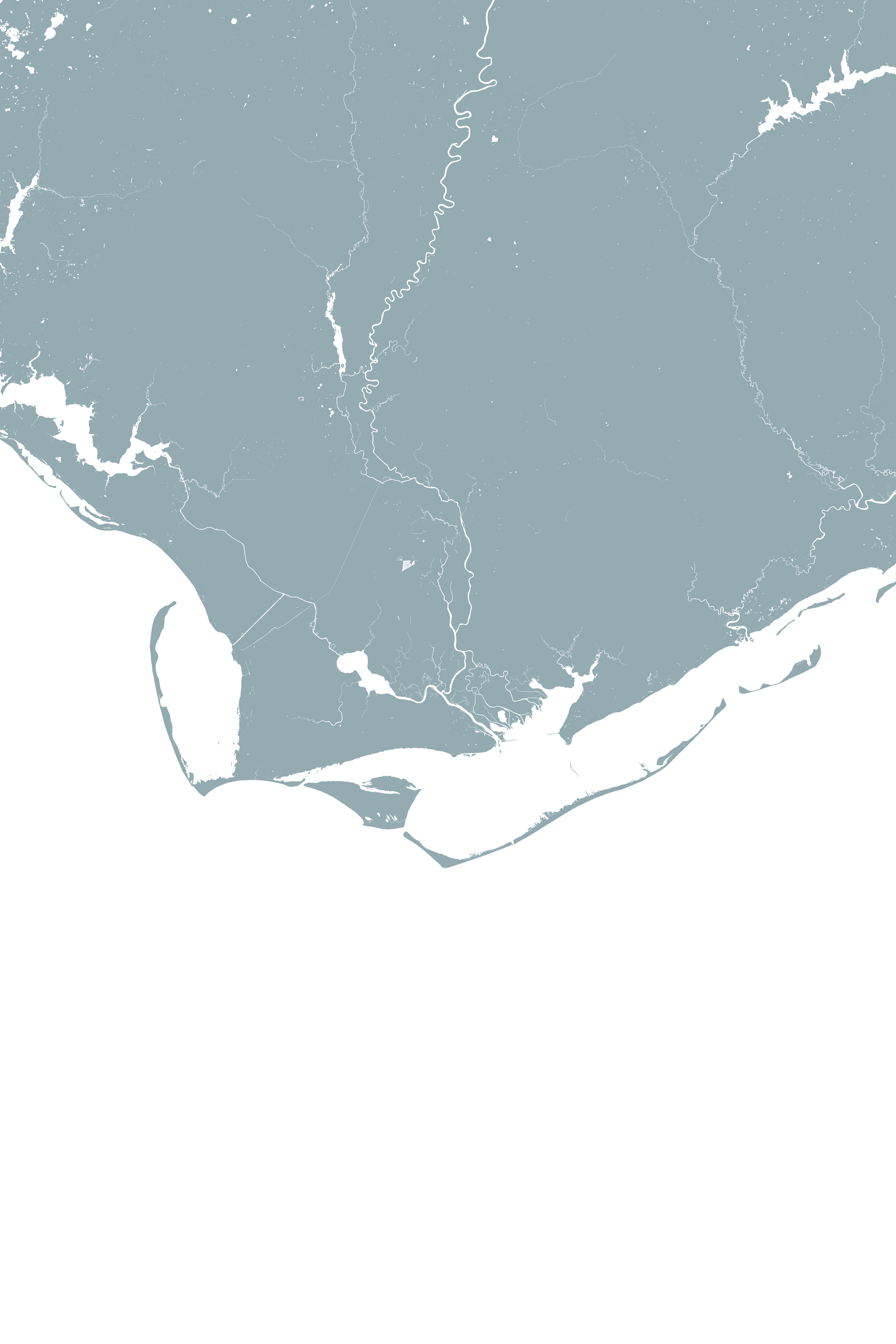 Forgotten Coast Coastal Map — Fine Art Print Vertical, soft-blue, No Frame, 8x10