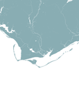 Forgotten Coast Coastal Map — Fine Art Print Vertical, soft-blue, No Frame, 8x10