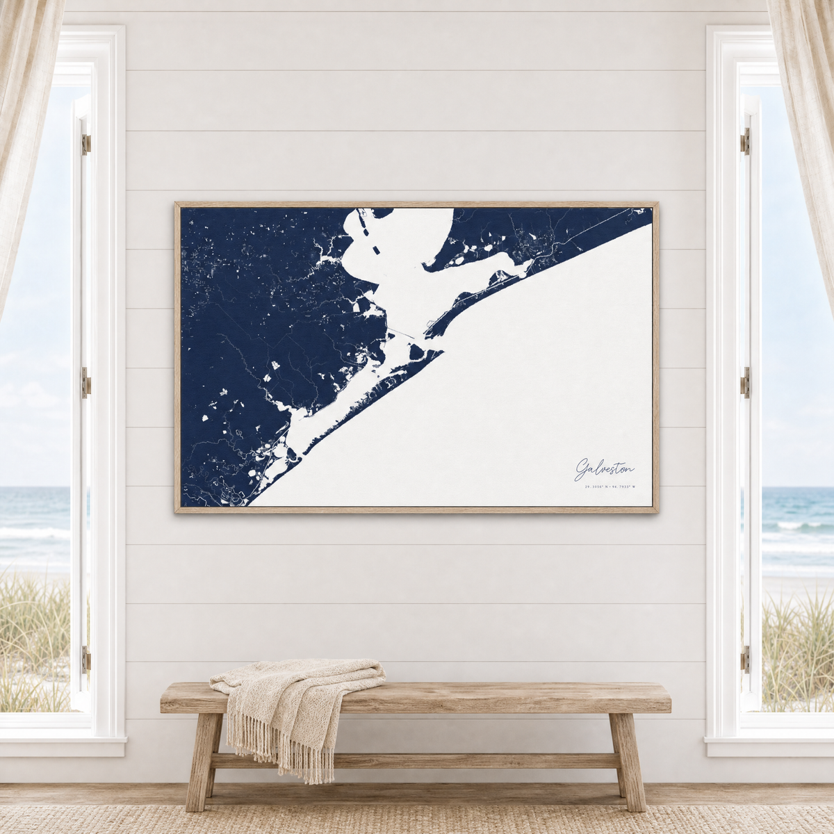 Galveston canvas map — window-scene interior