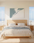 Galveston soft blue horizontal wrapped canvas map in the ratio 3:2 hand mockup