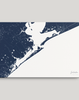 Galveston Coastal Map — Canvas Horizontal, navy, No Frame