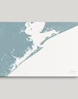 Galveston Coastal Map — Canvas Horizontal, soft-blue, No Frame