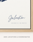 Galveston canvas map — location and coordinates customization