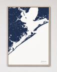 Galveston Coastal Map — Canvas Vertical — navy, Light Wood