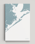 Galveston Coastal Map — Canvas Vertical, soft-blue, No Frame