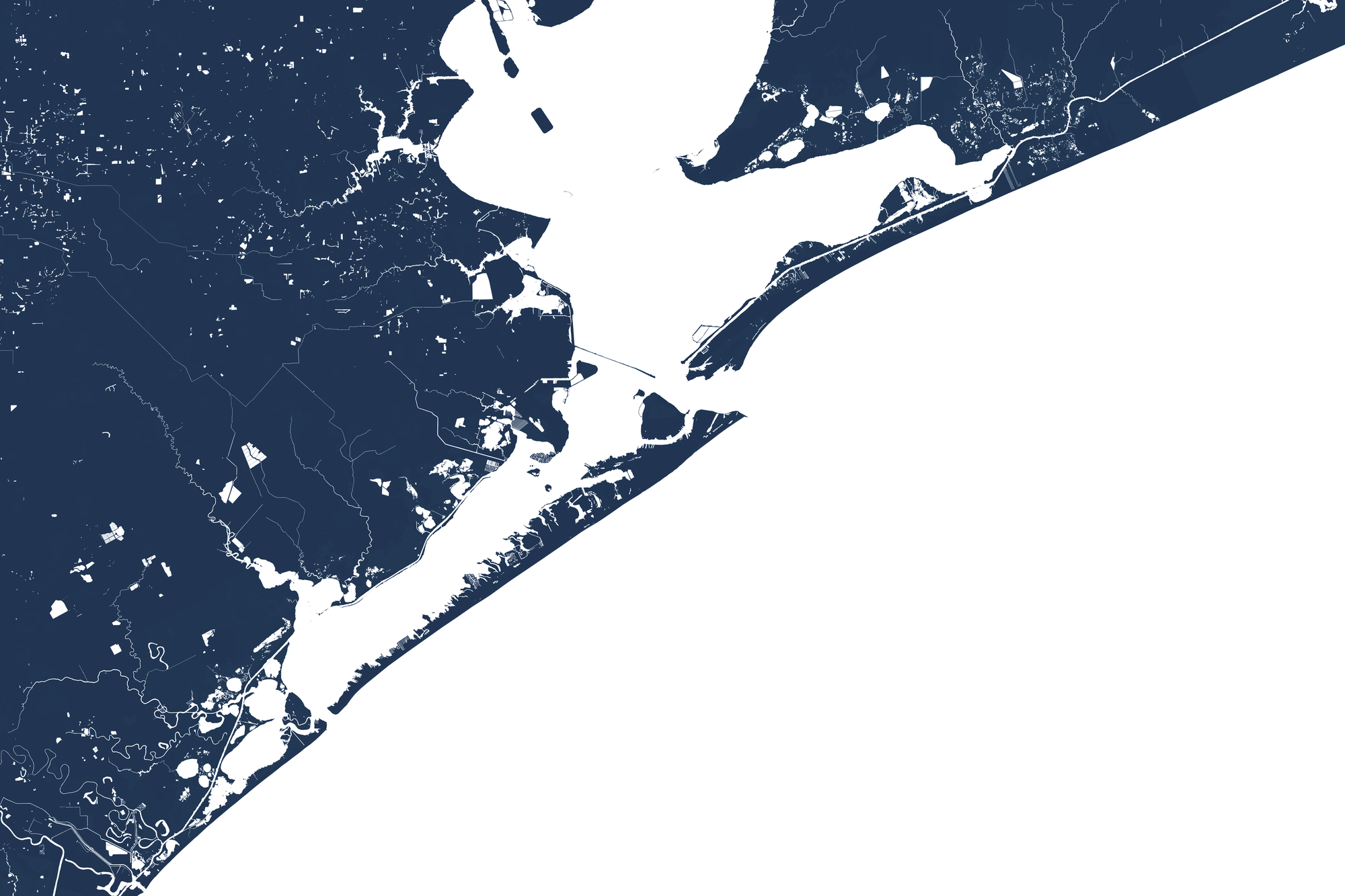 Galveston Coastal Map — Fine Art Print Horizontal, navy, No Frame, 10x8