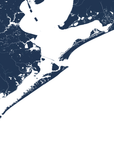 Galveston Coastal Map — Fine Art Print Horizontal, navy, No Frame, 10x8