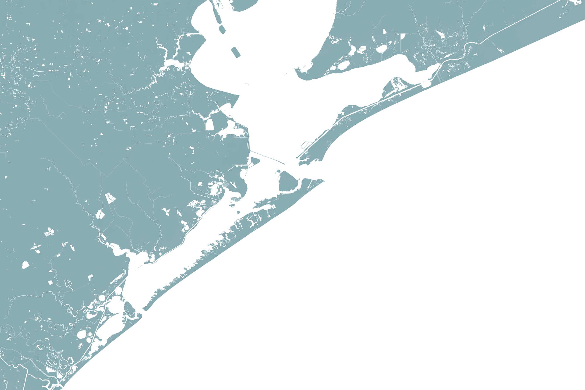 Galveston Coastal Map — Fine Art Print Horizontal, soft-blue, No Frame, 10x8