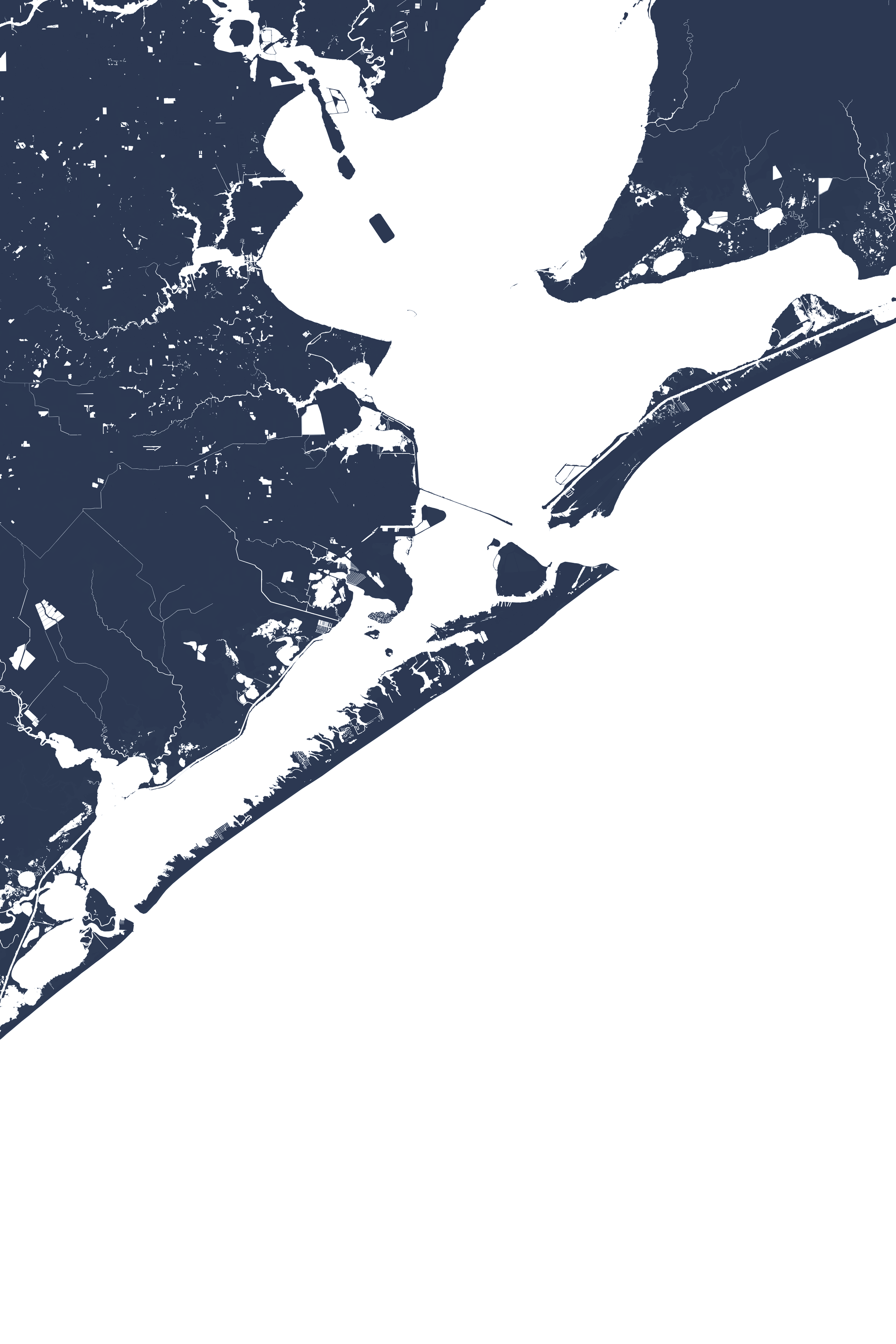 Galveston Coastal Map — Fine Art Print Vertical, navy, No Frame, 8x10