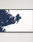 Gloucester Coastal Map — Canvas Horizontal, navy, Black Frame