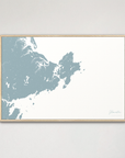 Gloucester Coastal Map — Canvas Horizontal, soft-blue, Natural Oak