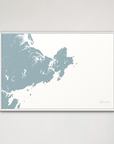 Gloucester Coastal Map — Canvas Horizontal, soft-blue, White Frame
