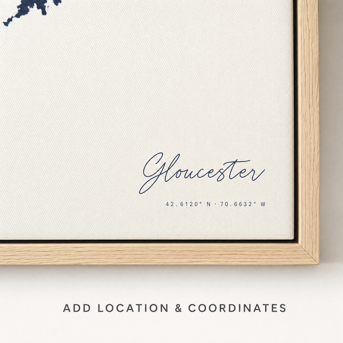 Gloucester canvas map — location and coordinates customization