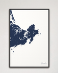 Gloucester Coastal Map — Canvas Vertical, navy, Black Frame