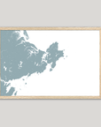 Gloucester Coastal Map — Fine Art Print Horizontal, soft-blue, Oak, 10x8