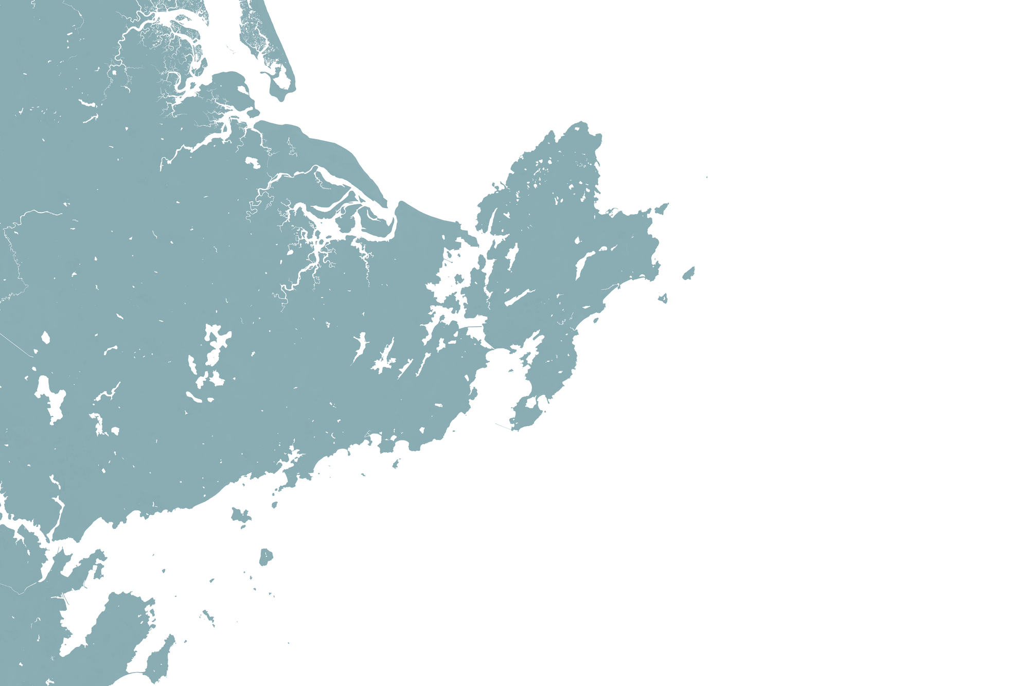 Gloucester Coastal Map — Fine Art Print Horizontal, soft-blue, No Frame, 10x8