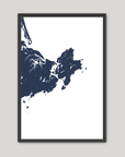 Gloucester Coastal Map — Fine Art Print Vertical, navy, Black Frame, 8x10