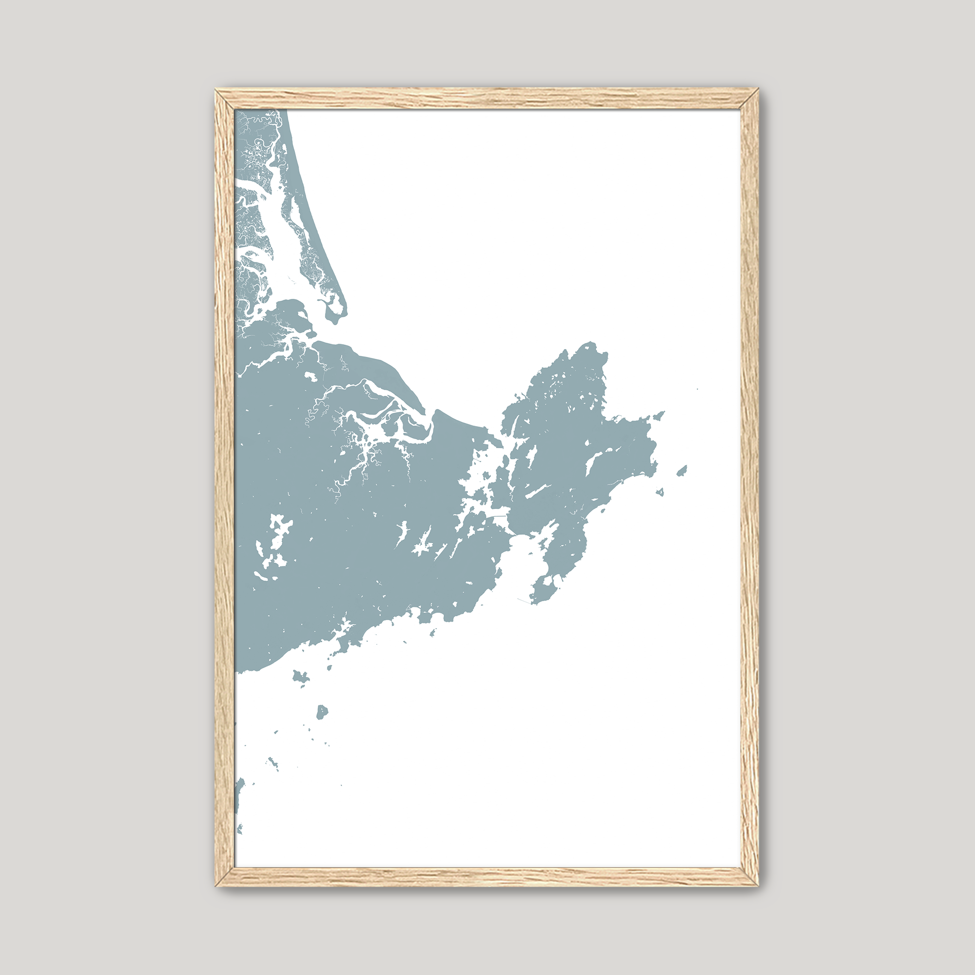 Gloucester Coastal Map — Fine Art Print Vertical, soft-blue, Oak, 8x10