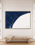 Grand Strand canvas map — window-scene interior