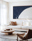 Grand Strand navy horizontal canvas map in an oak framed room scene