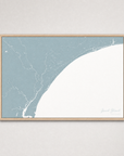 Grand Strand Coastal Map — Canvas Horizontal — soft-blue, Light Wood