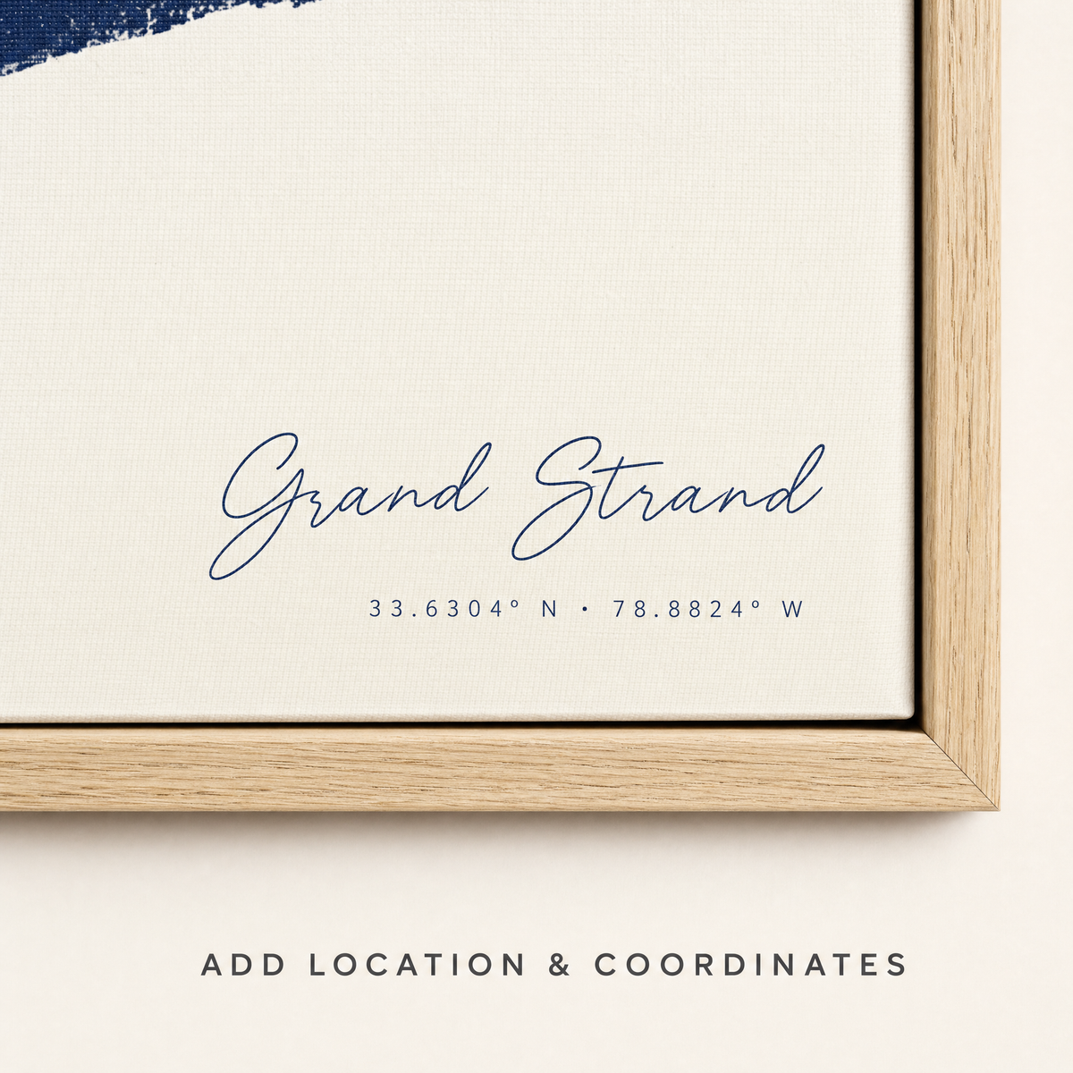 Grand Strand canvas map — location and coordinates customization