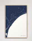 Grand Strand Coastal Map — Canvas Vertical, navy, Natural Oak