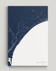 Grand Strand Coastal Map — Canvas Vertical, navy, No Frame