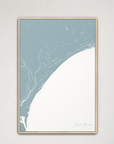 Grand Strand Coastal Map — Canvas Vertical, soft-blue, Natural Oak