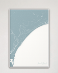 Grand Strand Coastal Map — Canvas Vertical, soft-blue, White Frame