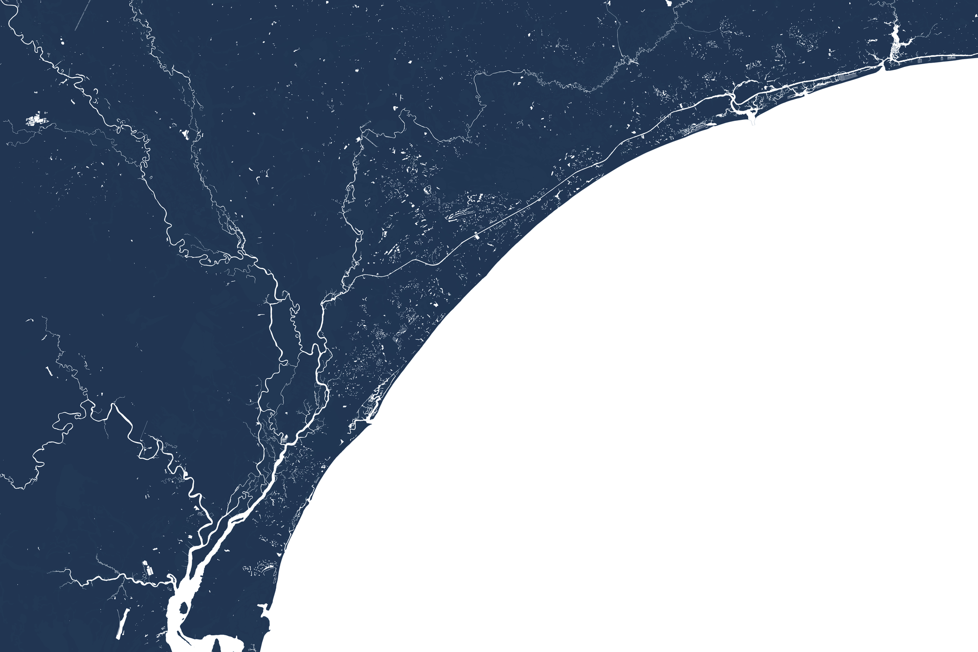 Grand Strand Coastal Map — Fine Art Print Horizontal, navy, No Frame, 10x8