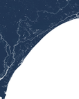 Grand Strand Coastal Map — Fine Art Print Horizontal, navy, No Frame, 10x8