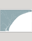 Grand Strand Coastal Map — Fine Art Print Horizontal, soft-blue, White Frame, 10x8