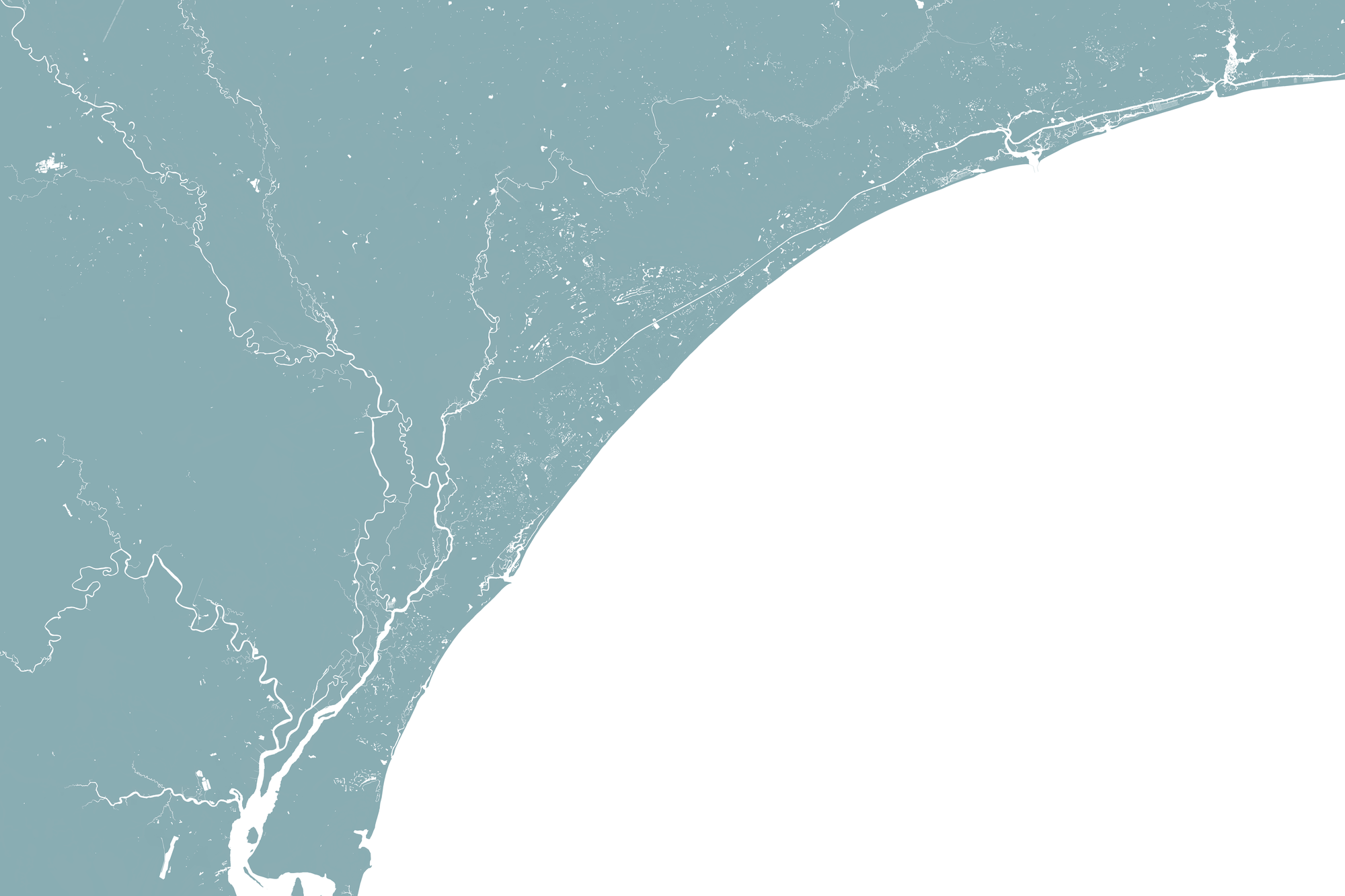 Grand Strand Coastal Map — Fine Art Print Horizontal, soft-blue, No Frame, 10x8