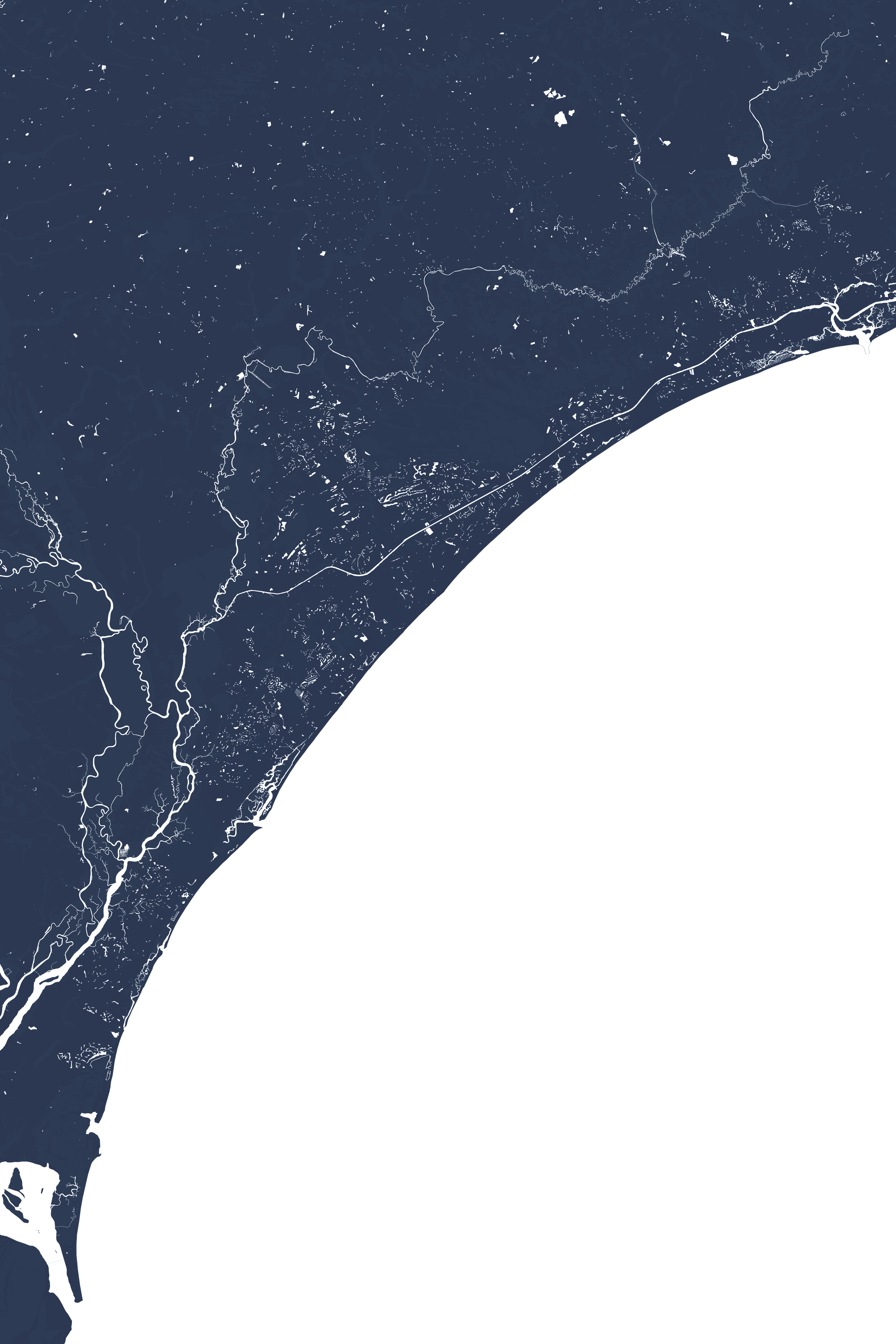 Grand Strand Coastal Map — Fine Art Print Vertical, navy, No Frame, 8x10
