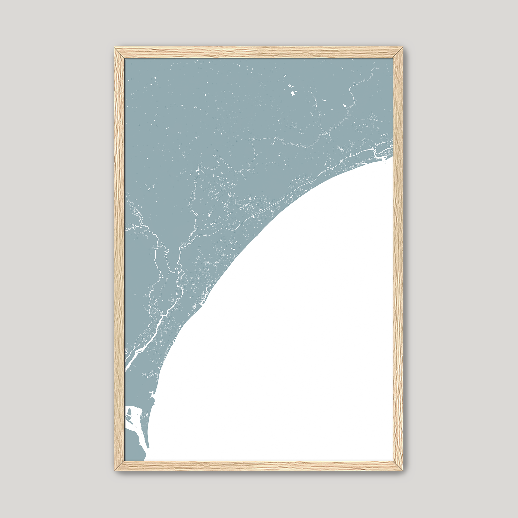 Grand Strand Coastal Map — Fine Art Print Vertical, soft-blue, Oak, 8x10