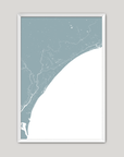 Grand Strand Coastal Map — Fine Art Print Vertical, soft-blue, White Frame, 8x10