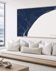 Grand Strand canvas map — sea-view bench interior