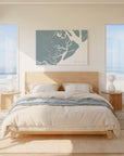 Hilton Head Island soft blue horizontal wrapped canvas map in the ratio 3:2 hand mockup