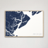 Hilton Head Island Coastal Map — Canvas Horizontal, navy, Natural Oak