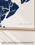 Hilton Head Island canvas map — location and coordinates customization