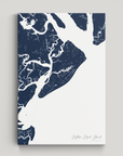 Hilton Head Island Coastal Map — Canvas Vertical, navy, No Frame
