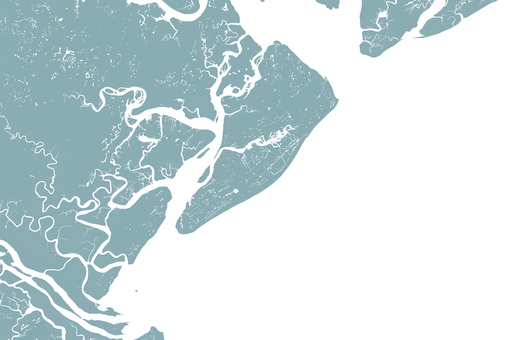 Hilton Head Island Coastal Map — Fine Art Print Horizontal, soft-blue, No Frame, 10x8